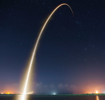 SpaceX rocket launch viewed from the Space Coast near Cape Canaveral